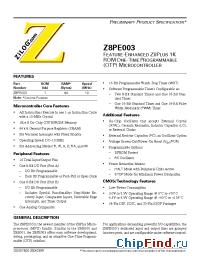 Datasheet Z8PE003PZ010EC производства Zilog