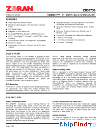 Datasheet ZR36730 manufacturer Zoran